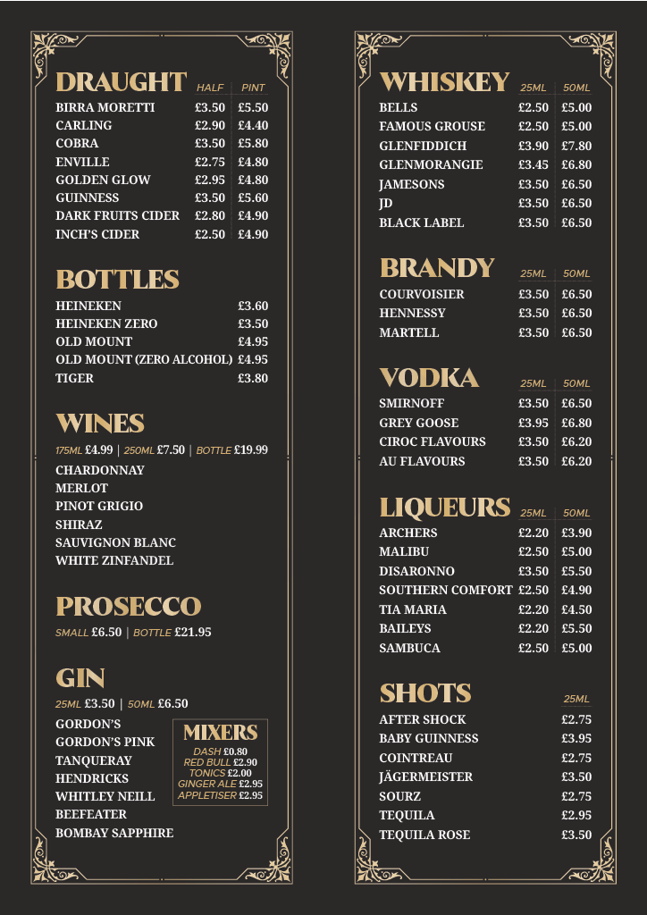 Specials Menu