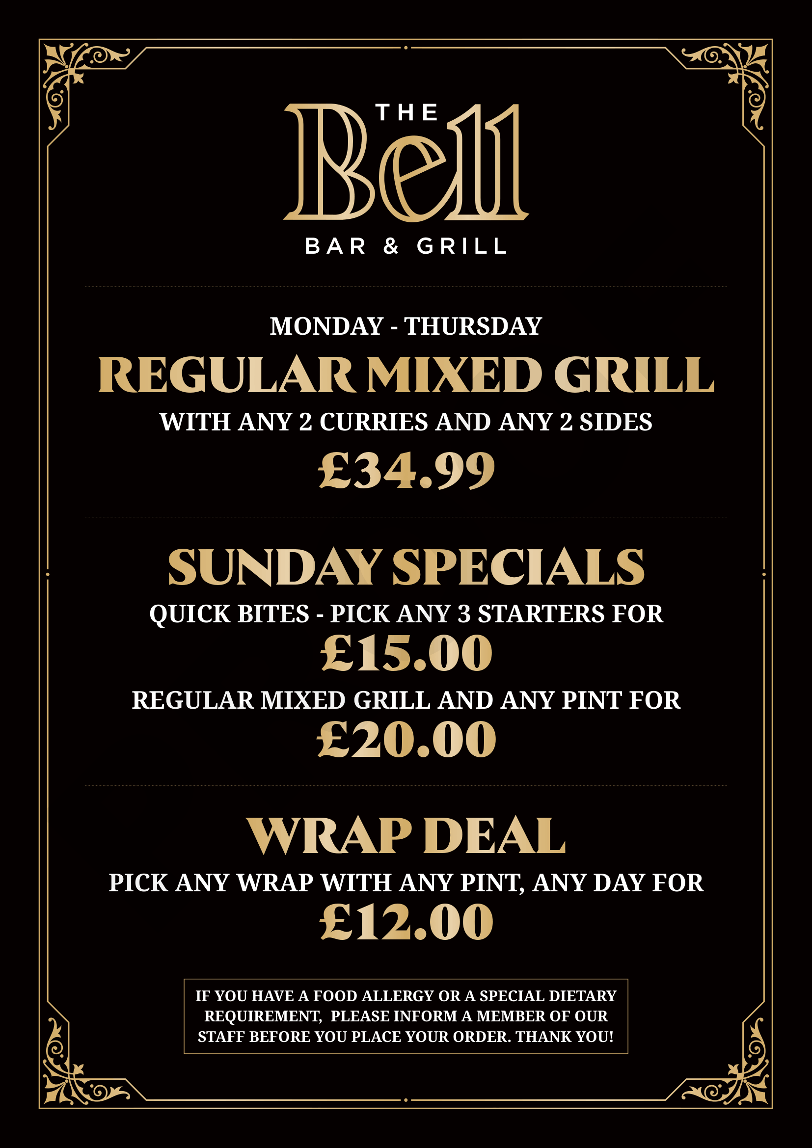 Specials Menu